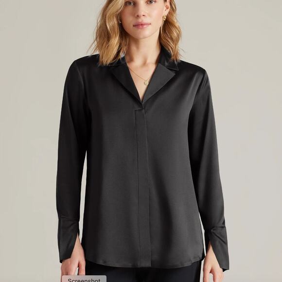 RHONE Tops - Black Party or Work Blouse by Rhone, Satin Button-Up – Size Medium